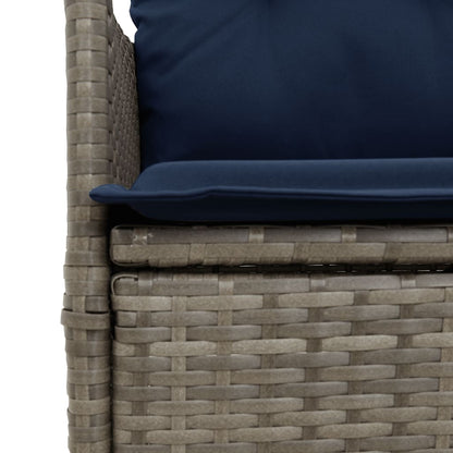 Gartensofa Verstellbar 2-Sitzer mit Tisch Grau Poly Rattan