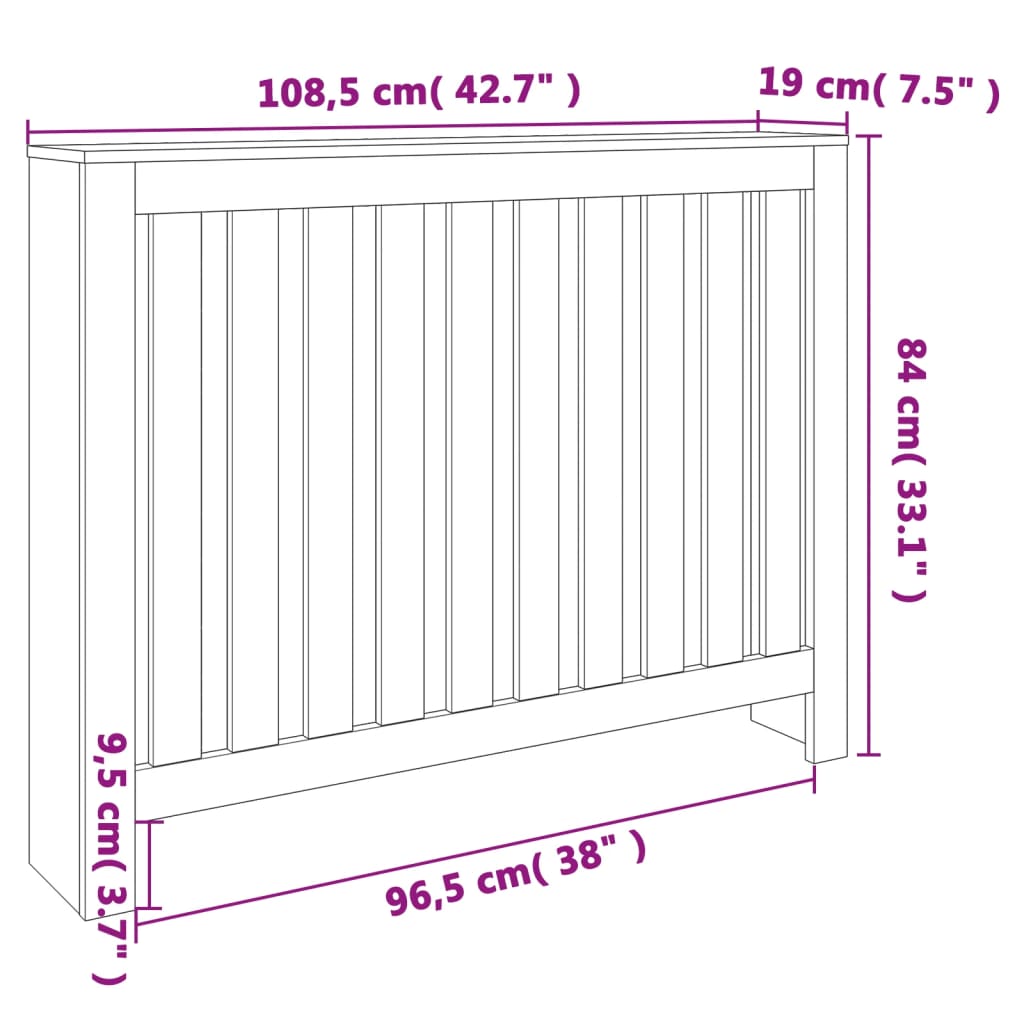 Heizkörperverkleidung Wachsbraun 108,5x19x84cm Massivholz