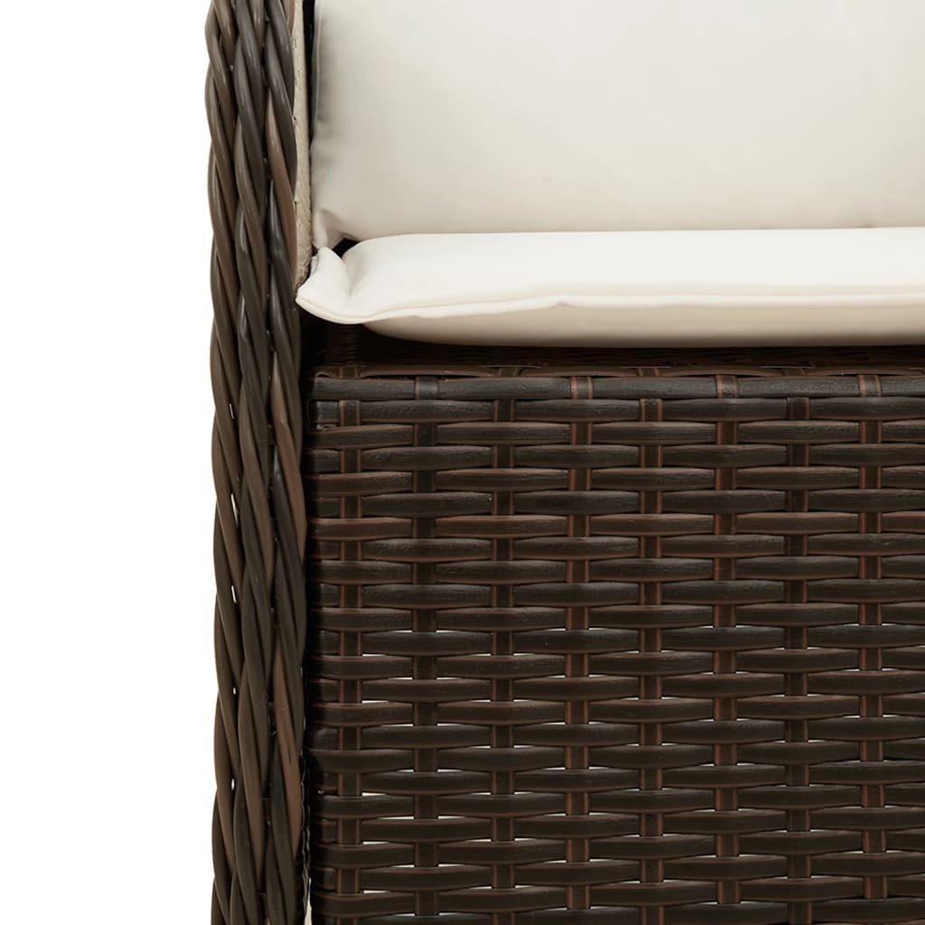5-tlg. Garten-Essgruppe mit Kissen Braun Poly Rattan