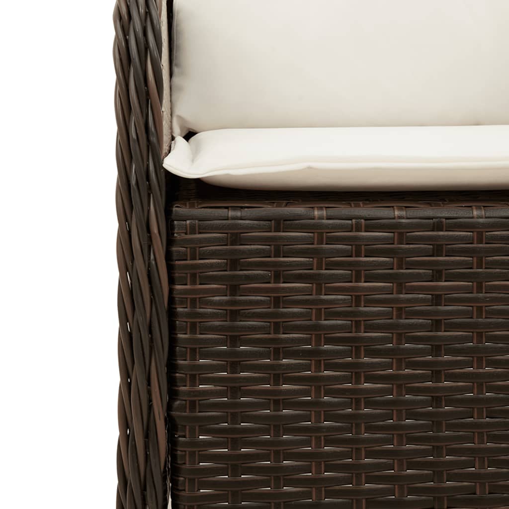 5-tlg. Garten-Essgruppe mit Kissen Braun Poly Rattan