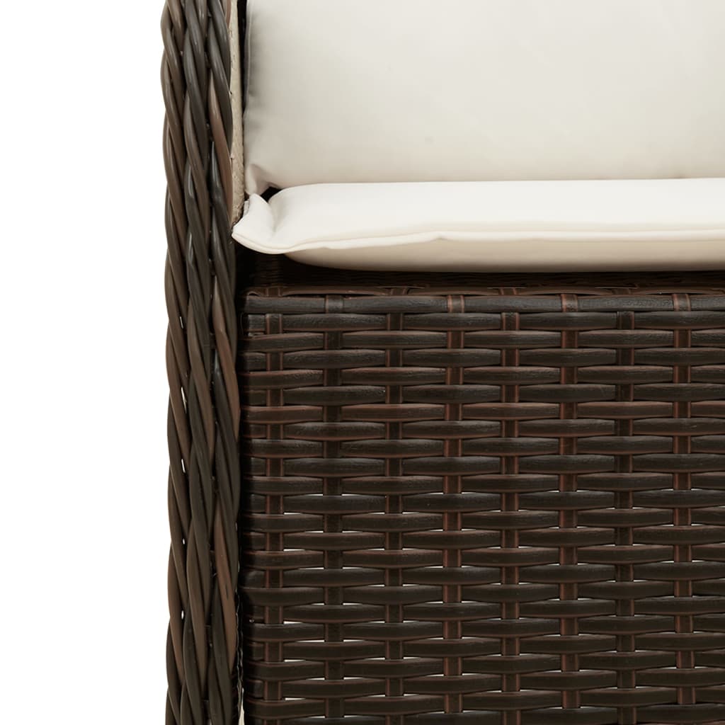 5-tlg. Garten-Essgruppe mit Kissen Braun Poly Rattan