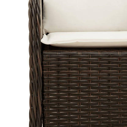 3-tlg. Garten-Essgruppe mit Kissen Braun Poly Rattan