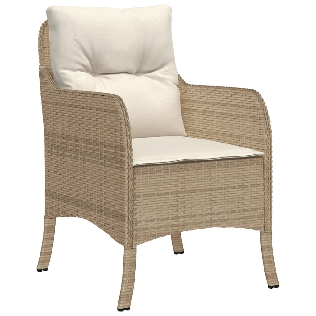 5-tlg. Garten-Essgruppe mit Kissen Beige Poly Rattan