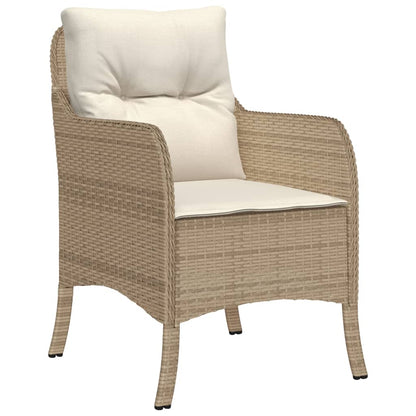 5-tlg. Garten-Essgruppe mit Kissen Beige Poly Rattan