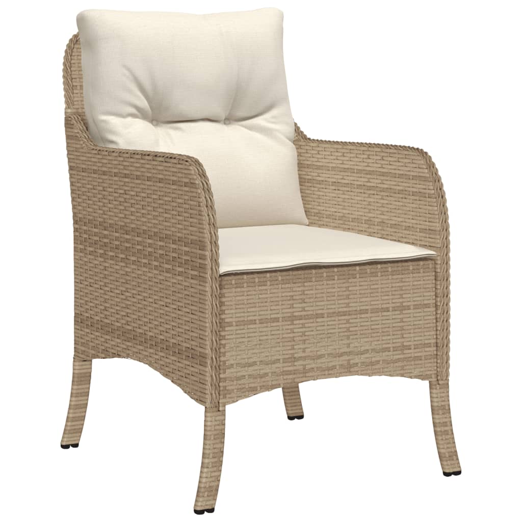 5-tlg. Garten-Essgruppe mit Kissen Beige Poly Rattan