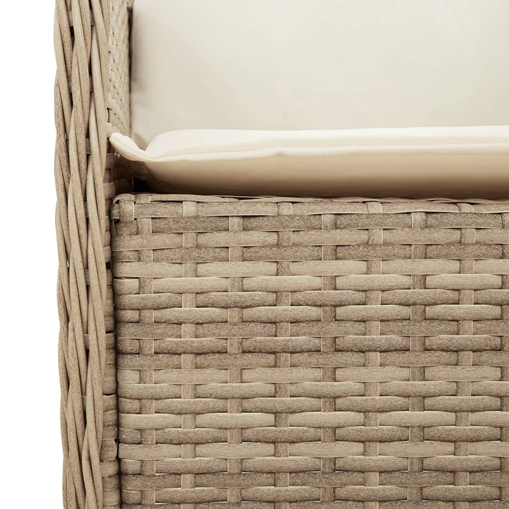 5-tlg. Garten-Essgruppe mit Kissen Beige Poly Rattan