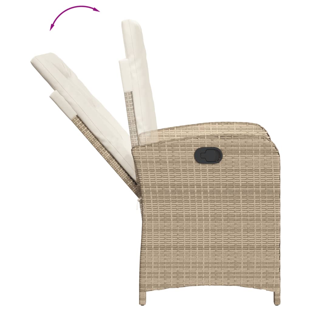 3-tlg. Garten-Essgruppe mit Kissen Beige Poly Rattan