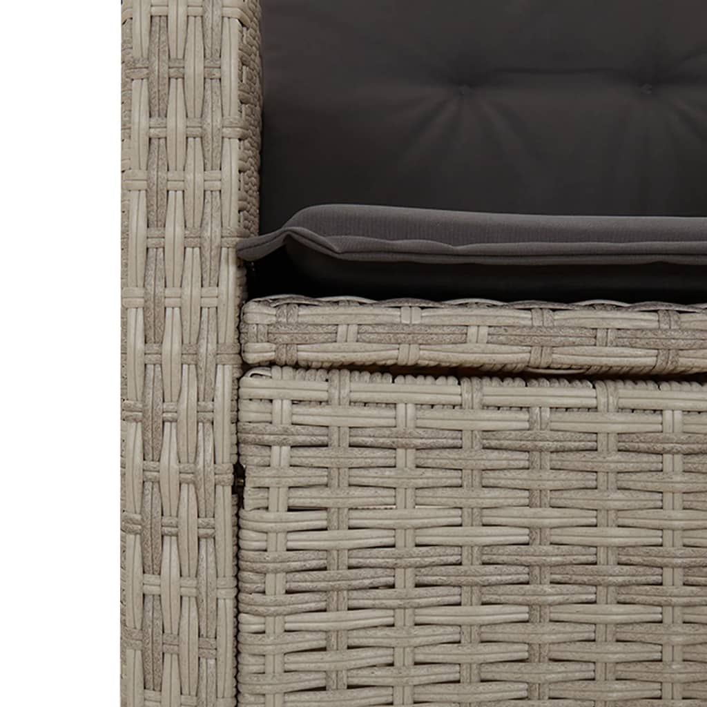 7-tlg. Garten-Essgruppe mit Kissen Hellgrau Poly Rattan