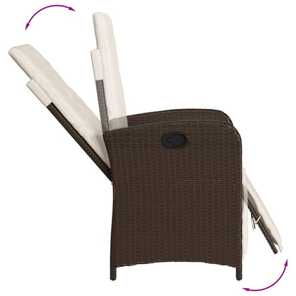 5-tlg. Garten-Essgruppe mit Kissen Braun Poly Rattan