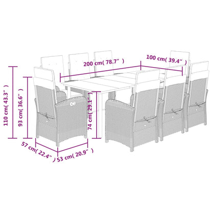 9-tlg. Garten-Essgruppe mit Kissen Beige Poly Rattan