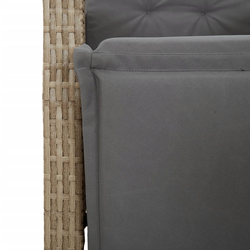 7-tlg. Garten-Essgruppe mit Kissen Beige Poly Rattan