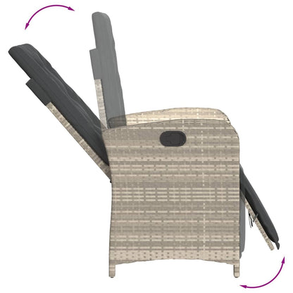 5-tlg. Garten-Essgruppe mit Kissen Hellgrau Poly Rattan