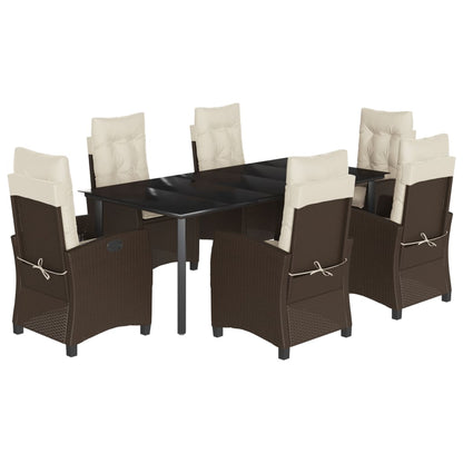 7-tlg. Garten-Essgruppe mit Kissen Braun Poly Rattan