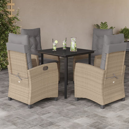 5-tlg. Garten-Essgruppe mit Kissen Beigemischung Poly Rattan