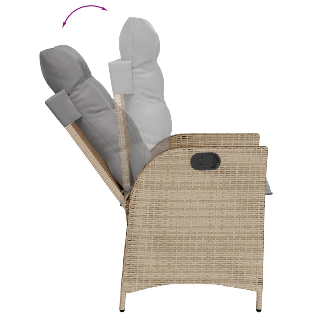 5-tlg. Garten-Essgruppe mit Kissen Beige Poly Rattan