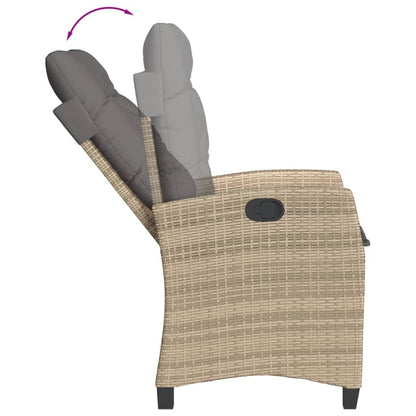 3-tlg. Garten-Essgruppe mit Kissen Beige Poly Rattan