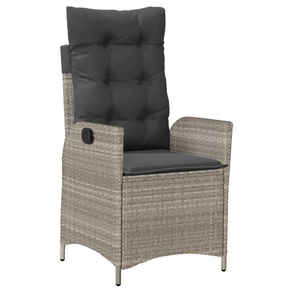 5-tlg. Garten-Essgruppe mit Kissen Hellgrau Poly Rattan