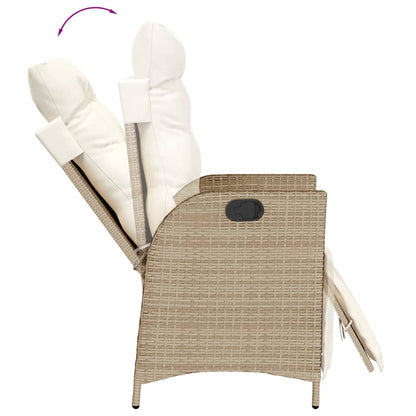 3-tlg. Garten-Essgruppe mit Kissen Beige Poly Rattan