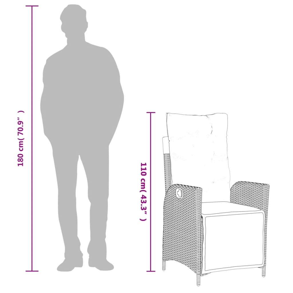 5-tlg. Garten-Essgruppe mit Kissen Beigemischung Poly Rattan