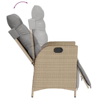 3-tlg. Garten-Essgruppe mit Kissen Beigemischung Poly Rattan