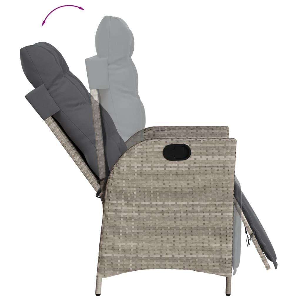 3-tlg. Garten-Essgruppe mit Kissen Hellgrau Poly Rattan