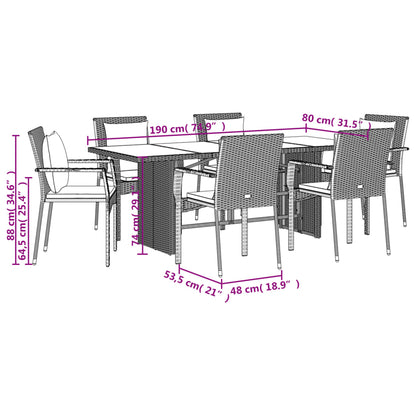 9-tlg. Garten-Essgruppe mit Kissen Grau Poly Rattan