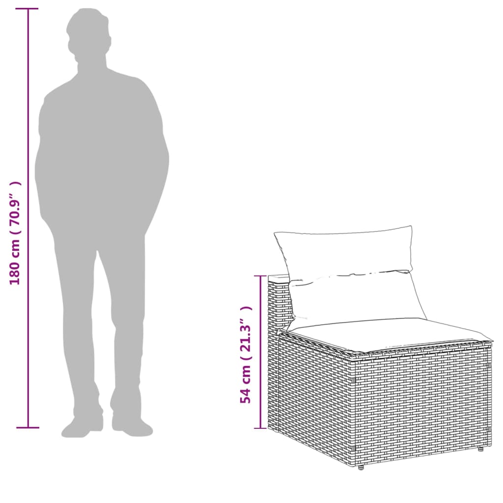 5-tlg. Garten-Sofagarnitur mit Kissen Grau Poly Rattan Akazie