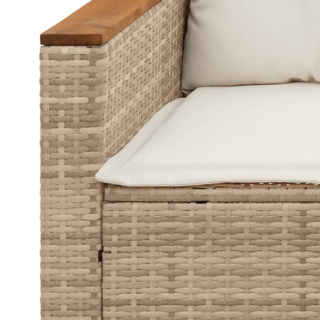 5-tlg. Garten-Sofagarnitur mit Kissen Beige Poly Rattan Akazie