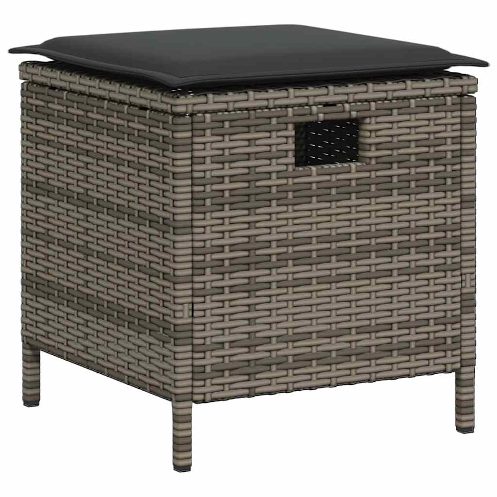 6-tlg. Garten-Sofagarnitur mit Kissen L-Form Grau Poly Rattan