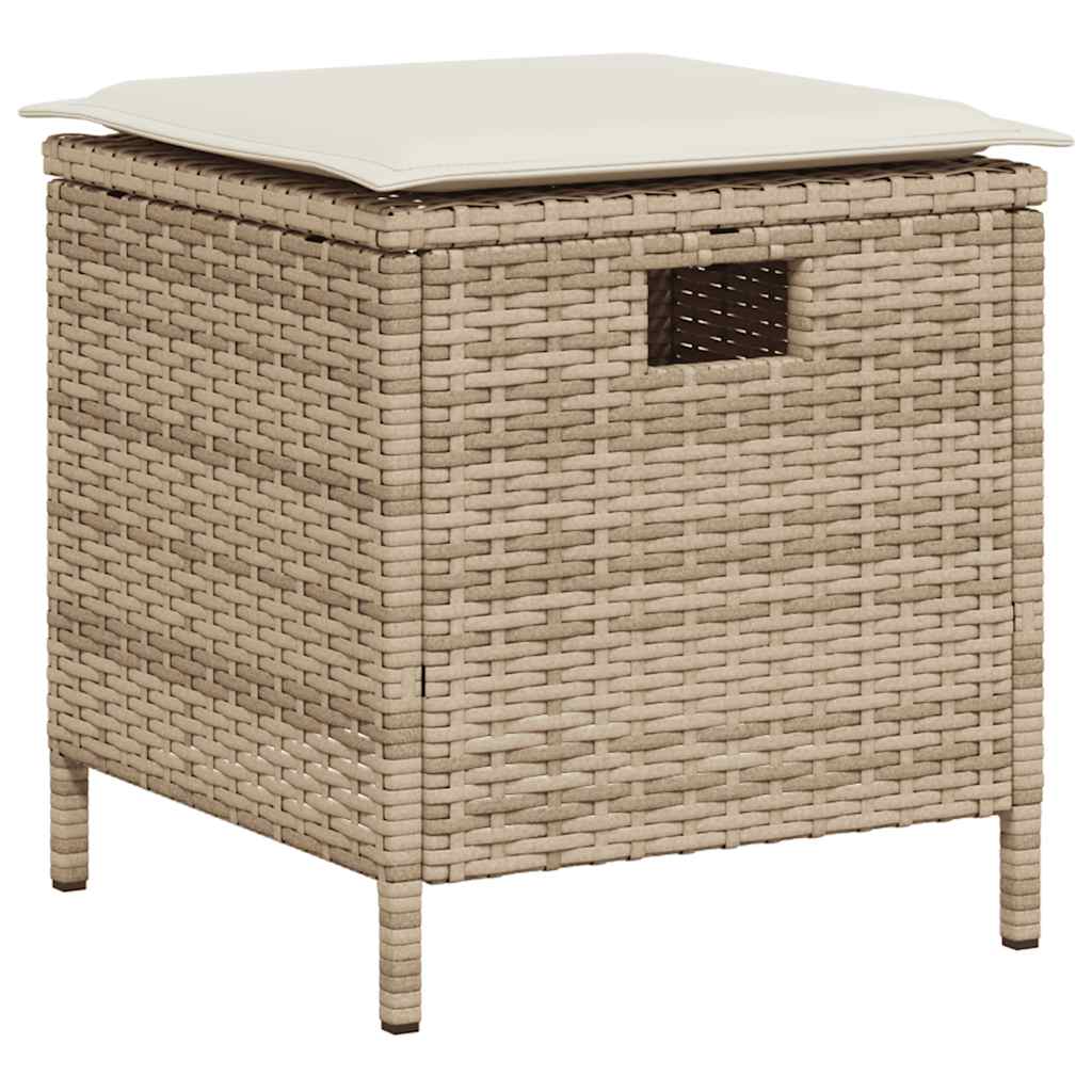 6-tlg. Garten-Sofagarnitur mit Kissen L-Form Beige Poly Rattan