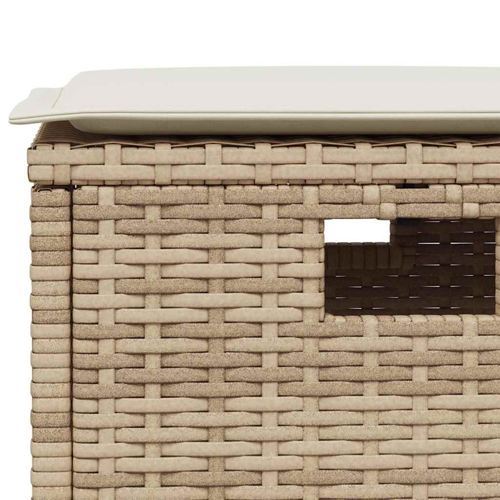 6-tlg. Garten-Sofagarnitur mit Kissen L-Form Beige Poly Rattan