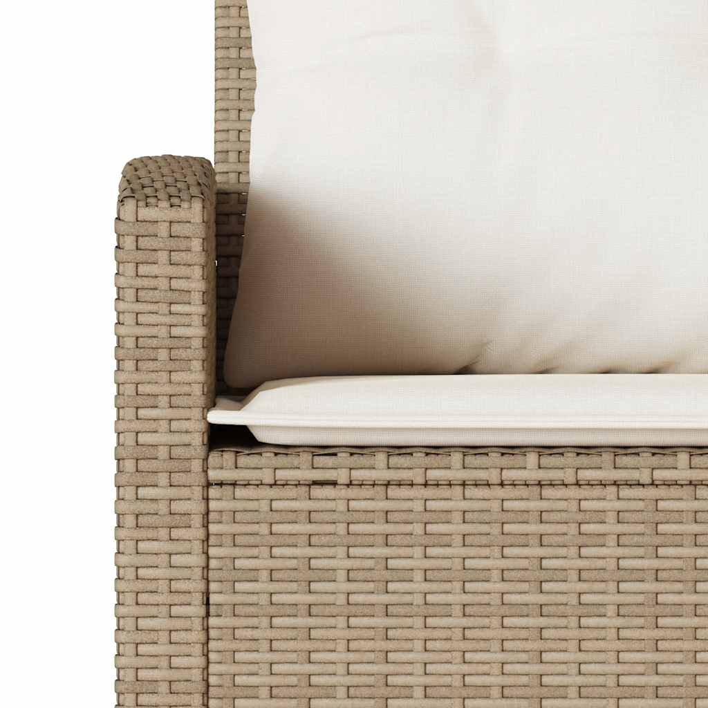 6-tlg. Garten-Sofagarnitur mit Kissen L-Form Beige Poly Rattan