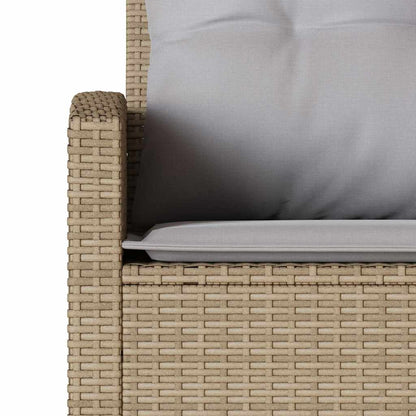 6-tlg. Garten-Sofagarnitur mit Kissen L-Form Beige Poly Rattan