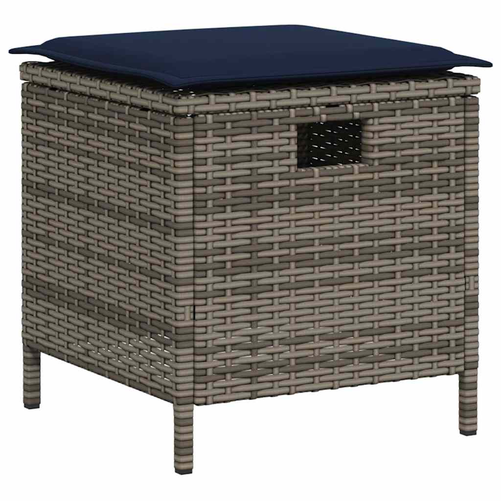 6-tlg. Garten-Sofagarnitur mit Kissen L-Form Grau Poly Rattan