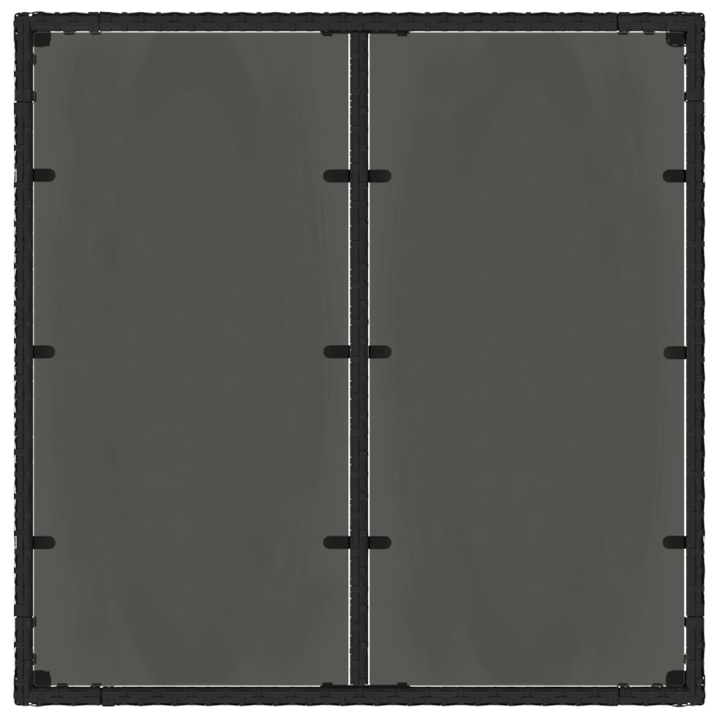 Havebord med glasplade Sort 90x90x75 cm Polyrattan