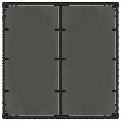 Havebord med glasplade Sort 90x90x75 cm Polyrattan