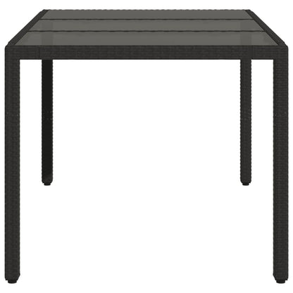 Gartentisch mit Glasplatte Schwarz 150x90x75 cm Poly Rattan