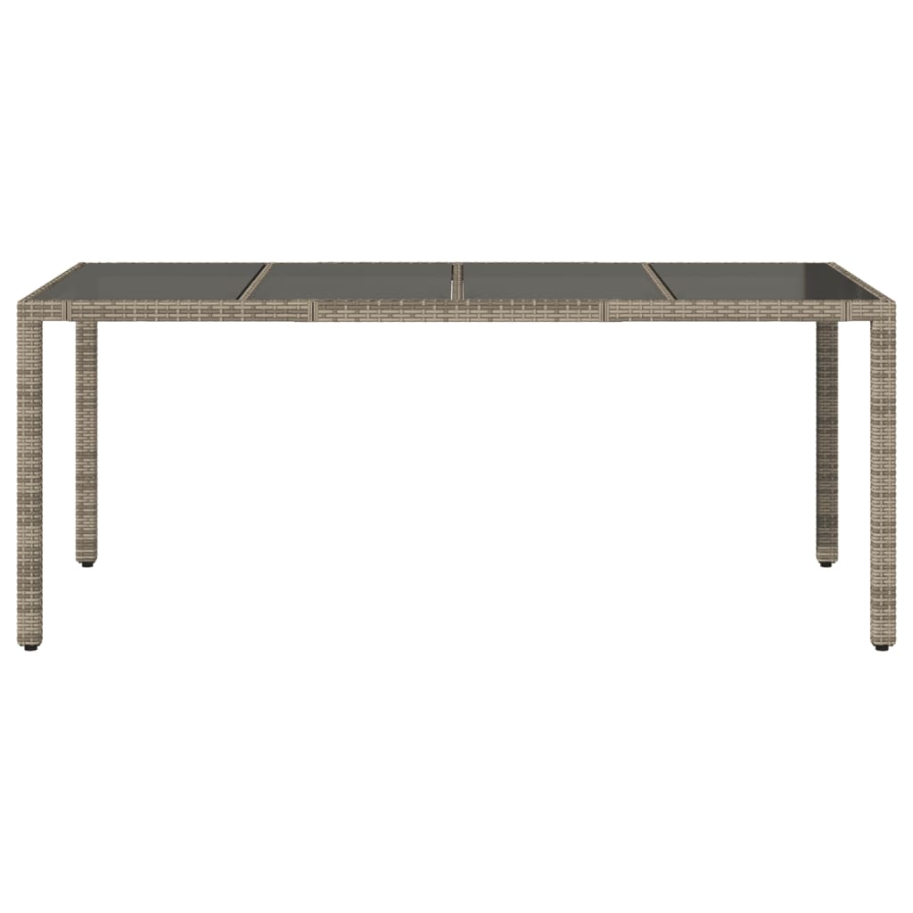 Havebord med glasplade Grå 190x90x75 cm Polyrattan