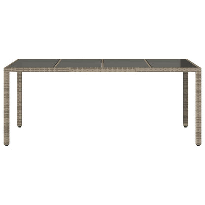 Havebord med glasplade Grå 190x90x75 cm Polyrattan
