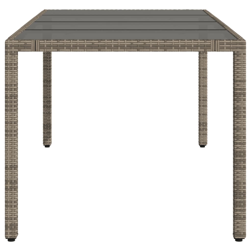 Havebord med glasplade Grå 190x90x75 cm Polyrattan