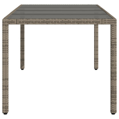 Havebord med glasplade Grå 190x90x75 cm Polyrattan