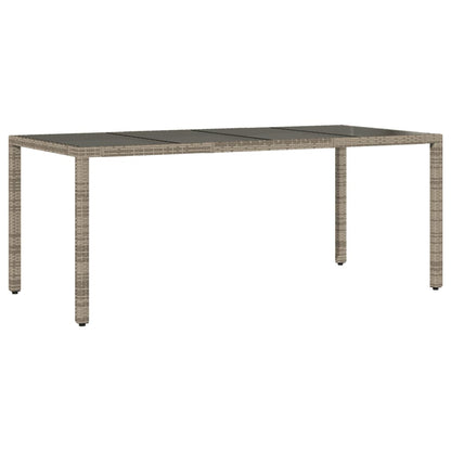 Havebord med glasplade Grå 190x90x75 cm Polyrattan