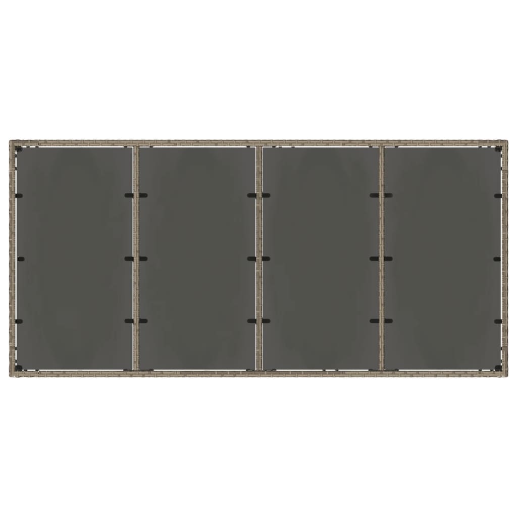 Havebord med glasplade Grå 190x90x75 cm Polyrattan