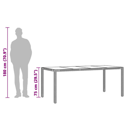 Havebord med glasplade Grå 190x90x75 cm Polyrattan