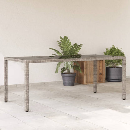 Havebord med glasplade Grå 190x90x75 cm Polyrattan