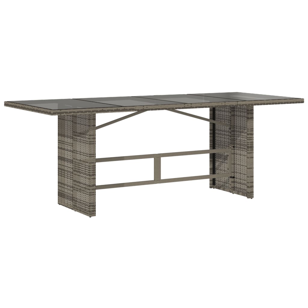 Havebord med glasplade Grå 190x80x75 cm Polyrattan