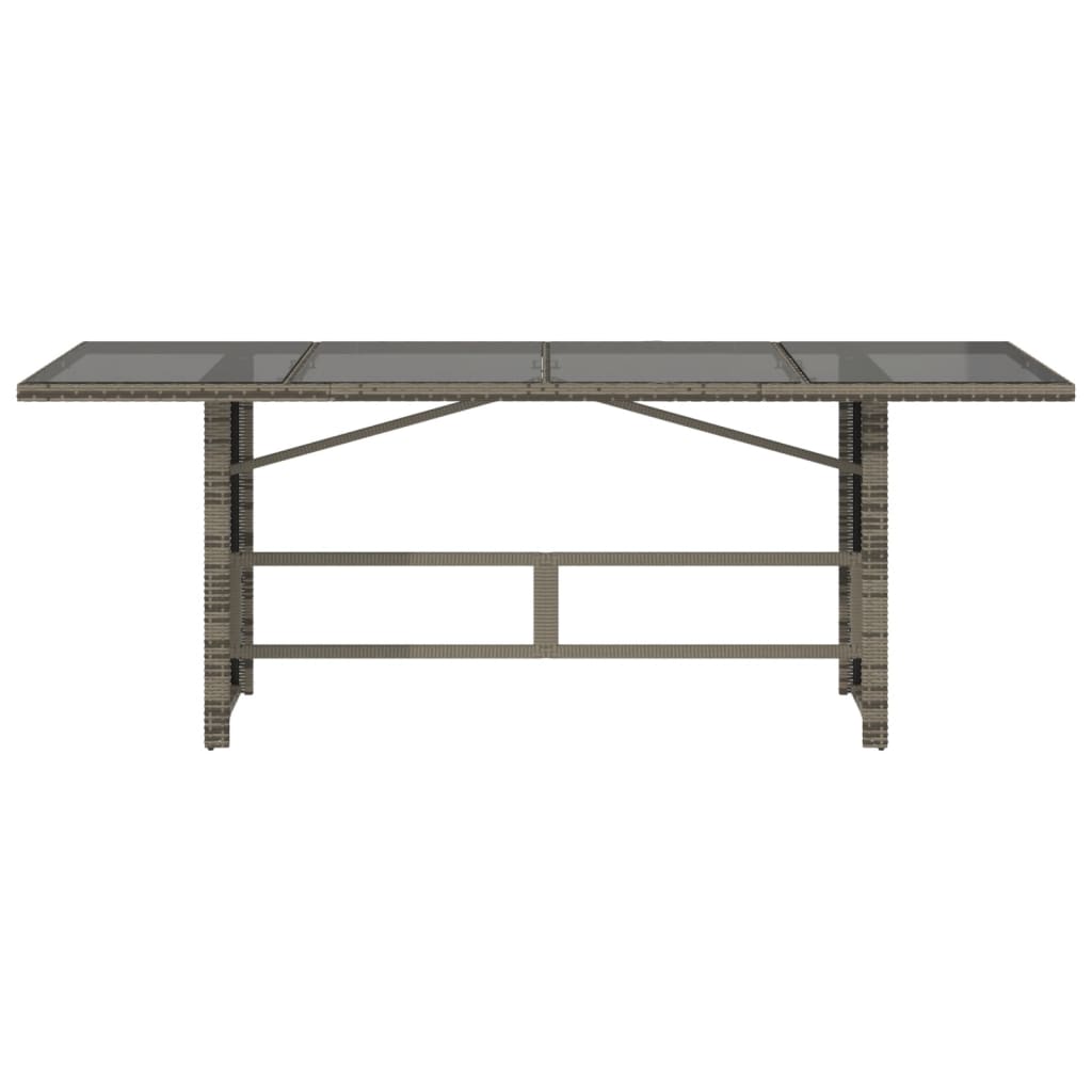 Havebord med glasplade Grå 190x80x75 cm Polyrattan