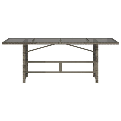 Havebord med glasplade Grå 190x80x75 cm Polyrattan