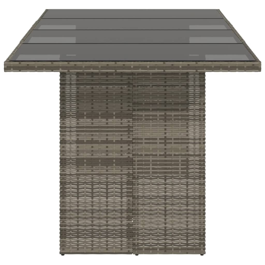 Havebord med glasplade Grå 190x80x75 cm Polyrattan