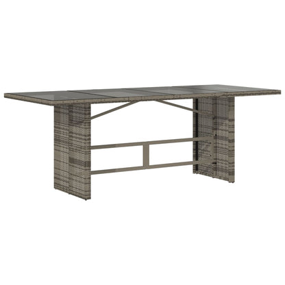 Havebord med glasplade Grå 190x80x75 cm Polyrattan